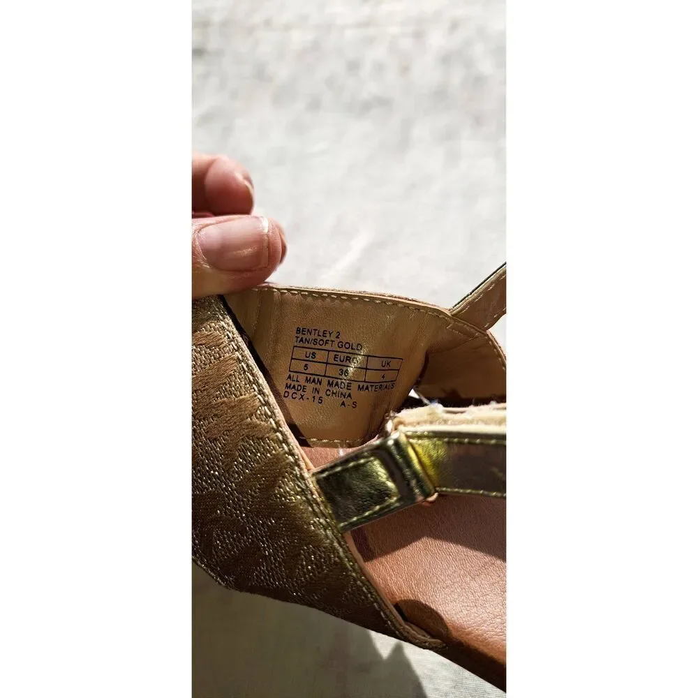 Michael Kors Size Big Girls Size 5 Sandals Tan & Gold Bentley 2